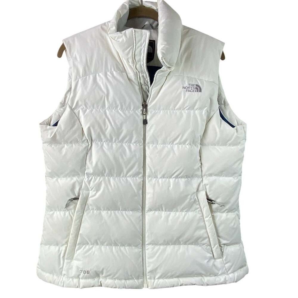 The North Face Womens Nuptse Puffer Vest Size L Goose Down 700 Fill White